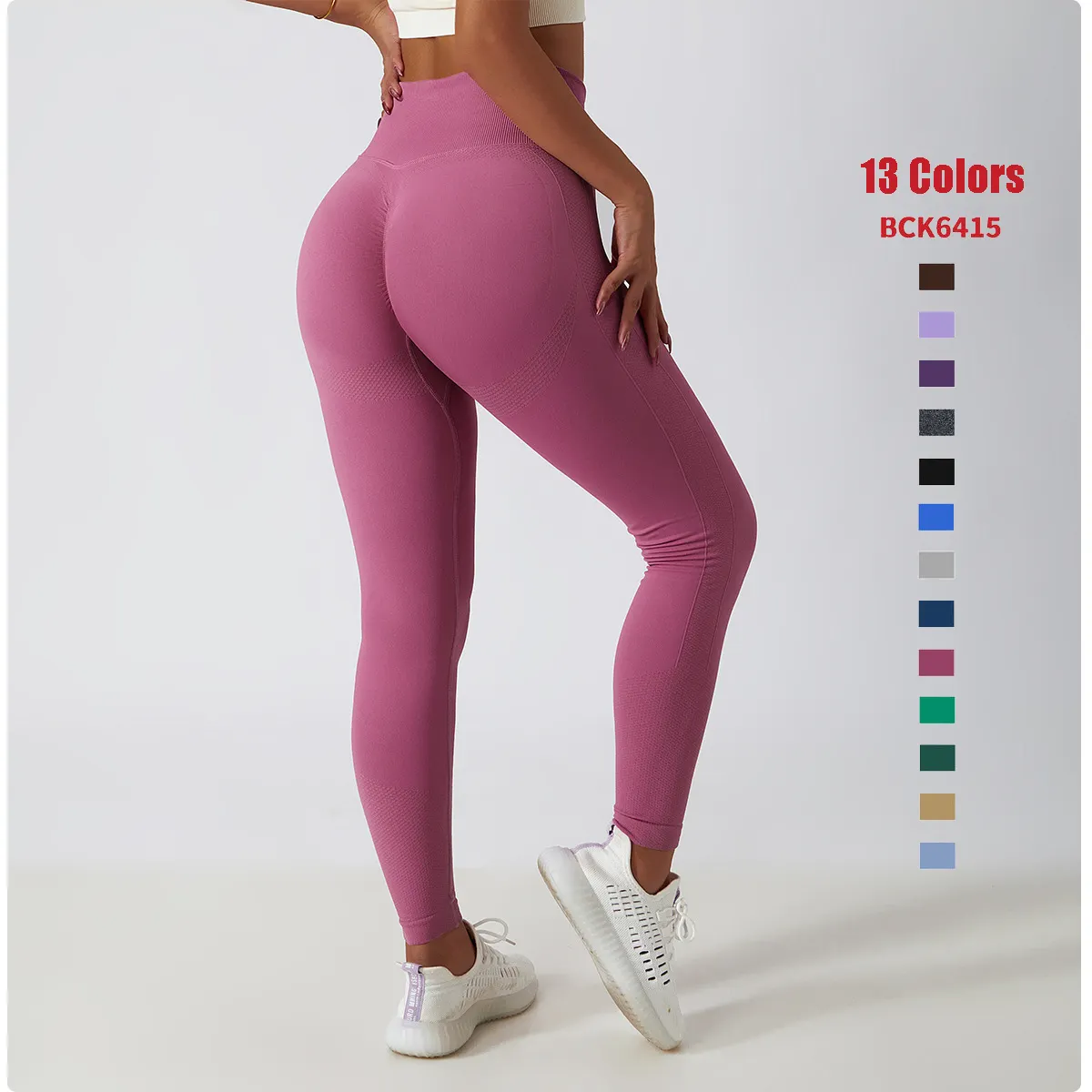 BCK6415 femmes non transparent fitness & yoga vêtements athlétiques fitness taille haute sans couture yoga entraînement scrunch fesses lift leggings