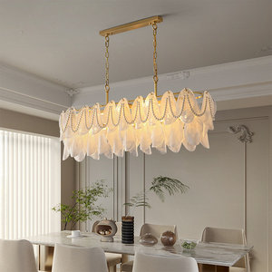 Lustre rectangulaire tout en cuivre à plusieurs têtes LED pour salon, chambre à coucher, salle à manger, décoration de la maison, style moderne et luxueux - Product Image 1