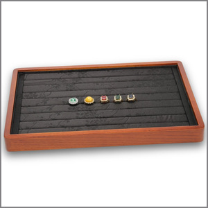 Black Walnut Jewelry Display Tray With Embroidery Storage For <b>Rings</b> And Accessories - Product Image 3