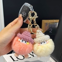 Handgemaakte cartoon schattige kleine kolenbal Rex konijnenbont auto sleutelhanger hanger Koreaanse Ins internet beroemdheid pluche rugzak