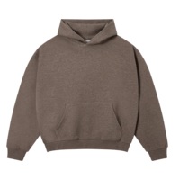 Hoodie Boxy French Terry 320gsm Cokelat Tekstur Matte Custom Drop Shoulder Street Fashion Pria