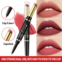 Grosir lip liner matte label pribadi kosmetik Bibir makeup foundation 2 in 1 lipstik tahan air dan liner bibir set untuk kecantikan