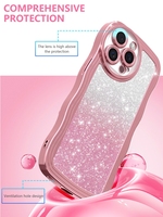 Coque de téléphone souple en TPU Bling Wave pour iPhone 17 Air 16 15 Pro Max 14 Plus 13 12 11 X XS Max 8 7 avec autocollant pailleté et placage, coque arrière