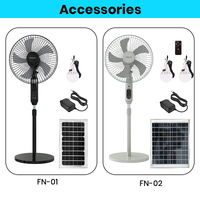 Ventilateurs solaires pour la maison, hauteur réglable, extension d'ampoule externe, 16-18 pouces, batterie rechargeable, sortie USB-A, télécommande