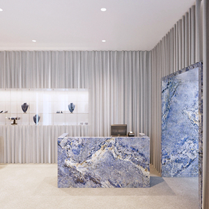 Custom Luxury Jewelry Boutique Furniture with Blue Marble Counter Wall Niche Display and Interior Design - Product Image 6