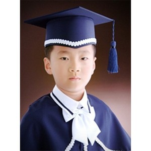 Robes de graduation pour enfants, bleu foncé, bordeaux, polyester, avec toque académique, pour la photographie et les spectacles - Product Image 1