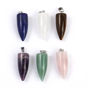 Hot selling new water drop tapered pendant natural stone crystal necklace spirit pendulum bullet pendant foreign trade jewelry
