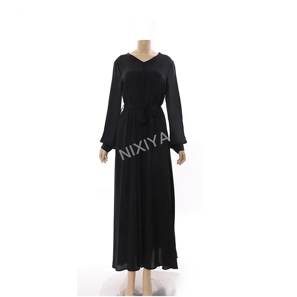 Abaya fabricante de ropa islámica personalizado suave transpirable islámico musulmán satén gradiente Abaya conjuntos con vestido interior