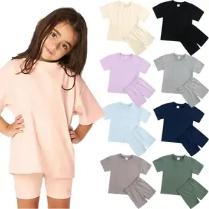 Ms-57 Girls Boys Clothing Sets Summer Clothes Children Outfits T Shirt + Shorts Two Piece Set for Kids Baby