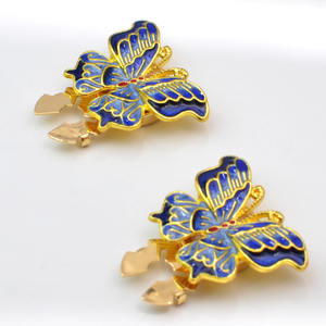 JFRB211新製品Diyオイルドリップブルー<span class=keywords><strong>Cloisonne</strong></span>バタフライ合金ボタンカバー手作り材料直接供給 - Product Image 1