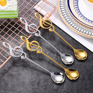 Cuillère à café en acier inoxydable 304, cuillère à mélanger, cuillère créative en forme de note de musique, cuillère en titane, cuillère à mug avec cadeau offert - Product Image 2