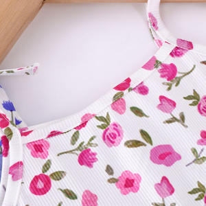 Großhandel Floral Flutter Print Bogen KNOT Rib Bow <span class=keywords><strong>Baby</strong></span> <span class=keywords><strong>Girl</strong></span> Pink Gaze Kleid Custom <span class=keywords><strong>Baby</strong></span> Bambus Kleid - Product Image 3