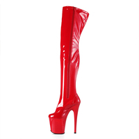 Bottes de pole dance à talon aiguille de 20 cm (8 pouces) en PU extensible avec fermeture éclair latérale, imperméables et légères pour la scène