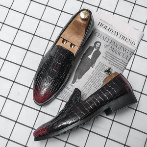 Men's Genuine <b>Leather</b> Crocodile Print Pointed Toe Loafers <b>Slip</b>-<b>On</b> Office Career Dress <b>Shoes</b> All Seasons Anti-Slippery - Product Image 5