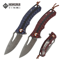 Couteau pliant de poche EDC pour camping en plein air, style Bochen Nes, en acier Damas avec manche G10 et gravure laser, vente en gros 2026
