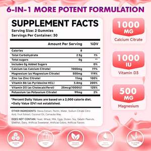 Gomitas <span class=keywords><strong>de</strong></span> <span class=keywords><strong>Citrato</strong></span> <span class=keywords><strong>de</strong></span> Calcio Vegetarianas GMP 1000mg, Suplemento con <span class=keywords><strong>Magnesio</strong></span>, <span class=keywords><strong>Potasio</strong></span>, Zinc y Vitamina D3 para la Salud Ósea <span class=keywords><strong>de</strong></span> Adultos, Hombres y Mujeres - Product Image 4