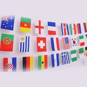 Groothandel Zeefdruk Decoratie Vliegende Banner 2020 Ec 24 Nationale Landen 14*20 Cm 24 Stuks Per Set string Gors Vlag