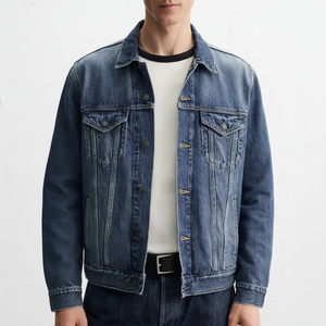 Chaqueta vaquera de lavado ligero para hombre con acabado suave y corte clásico, perfecta para primavera y otoño - Product Image 1