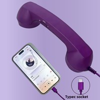 Combiné téléphonique filaire de type C à branchement direct, style rétro, avec écouteur filaire et annulation active du bruit (ANC)