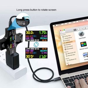 Multímetro Digital LCD 2 en 1 con USB Tipo-C, Medidor de Voltaje, Corriente, Potencia, Capacidad y Temperatura - Product Image 4
