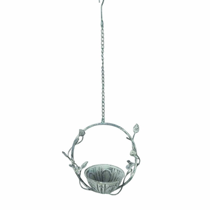 Mangeoire à oiseaux sauvages en métal suspendue à la vigne, en fer forgé durable, résistante aux intempéries, finition rustique, ornement de jardin - Product Image 3