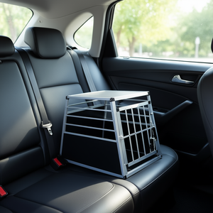 Boîte de transport pour animaux de compagnie en aluminium 35 x 25 x 27 pouces, transporteur pour chiens et chats, design rectangulaire moderne, porte coulissante horizontale - Product Image 2