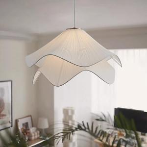 Lampadario in Stile Francese Nordico Color Crema, Lampada per Soggiorno e Camera da Letto, Dimensione Media, LED Dimmerabile, Illuminazione Calda in Tessuto - Product Image 1