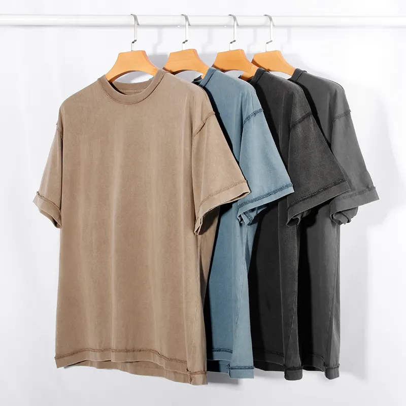 Tshirt 의류 제조자 인기있는 품질 코튼 남성 티셔츠 대형 빈티지 워시 t 셔츠