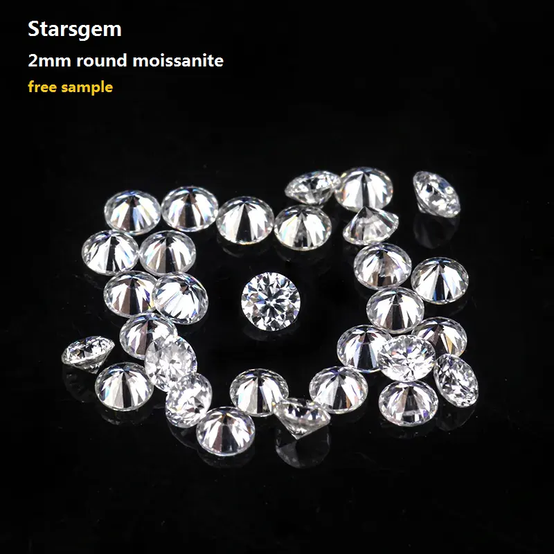 Starsgem pietra sintetica sciolta moissanite DEF colore 2mm diamanti taglio brillante rotondo per anello d'oro