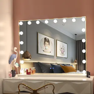 Espejo de tocador Hollywood para maquillaje, Base de Mdf con gran Sensor táctil, pantalla táctil con luz Led, maquillaje