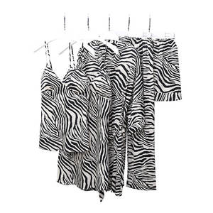 Frühling und Herbst Nachthemd Lady Ice Silk Fünfteiliges Set Sexy Condole Belt <span class=keywords><strong>Zebra</strong></span> druck Pyjamas Damen Home Suit - Product Image 6