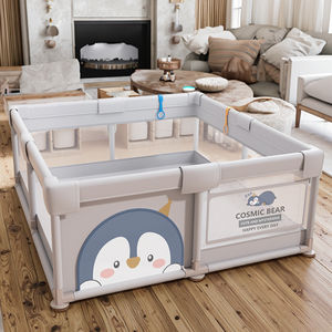 Parc pour bébé de haute qualité avec imprimé animal en métal en tissu Oxford-Centre d'activités intérieur/extérieur spacieux et sûr pour bébés tout-petits - Product Image 4
