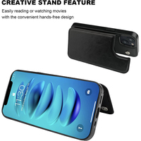 Étui de téléphone en cuir de luxe avec porte-cartes pour 18 17 16 ProMax/14/15/13/12, antichoc, étanche, charge sans fil double