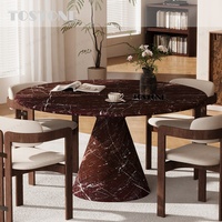 Tostone - Design moderne de luxe - Quartzite rouge bordeaux naturel - Marbre rond - Pour la décoration de la salle à manger - Table de salle à manger - Meubles