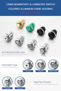 WELFNOBLhot sakelar tombol tekan pabrik 12mm 16mm 19mm 22mm sakelar tombol tekan logam sesaat dengan lampu - Product Image 3