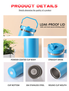Mug <span class=keywords><strong>de</strong></span> voyage isotherme en acier inoxydable 304 <span class=keywords><strong>de</strong></span> 20oz/30oz avec logo personnalisé, poignée portable et couvercle à paille rabattable - Product Image 2
