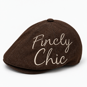 Gorra de Conducción Retro de Mezclilla Marrón Chocolate Oscuro con Bordado Estilo Ivy, Elegante y con Costuras en Tono, para Hombre y Mujer, Ajustable, Venta al por Mayor, Primavera - Product Image 6