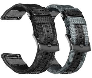 Bracelet de montre en toile de voile imperméable à dégagement rapide avec doublure en cuir véritable 18mm 20mm 22mm 24mm pour montre connectée - Product Image 1