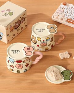 <span class=keywords><strong>Mug</strong></span> <span class=keywords><strong>personnalisé</strong></span> en gros avec graffiti de dessins animés, <span class=keywords><strong>mug</strong></span> animal de grande valeur avec couvercle, cadeau d'anniversaire pour filles, tasse à eau pour couples, pour petites amies - Product Image 3