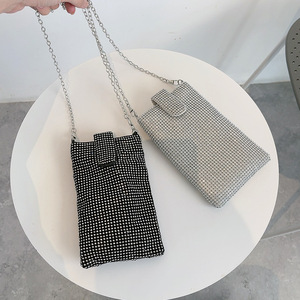 Sac de soirée mini bandoulière pour femme, orné de diamants, sac à main de luxe scintillant entièrement en strass pour téléphone - Product Image 2
