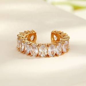 เครื่องประดับทองชุบ 18K แบบลามิเนต บิสูทีเรียส เอชดี จิวเวลรี่ ขายส่ง เครื่องประดับแฟชั่น แหวนทองเหลืองชุบทองคำขาว ประดับเพชร CZ สีขาว สำหรับผู้หญิง - Product Image 5