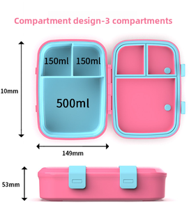 Boîte à lunch bento pour bébés et enfants, 3 compartiments, sans BPA, compatible <span class=keywords><strong>lave</strong></span>-<span class=keywords><strong>vaisselle</strong></span>, conforme aux normes CPC LFGB FDA. - Product Image 2