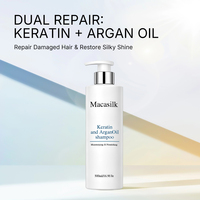 Shampoo à la kératine et à l'huile d'argan Macasilk, répare les cheveux abîmés et redonne une brillance soyeuse