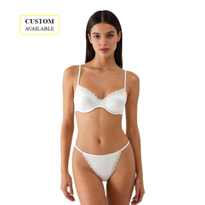Ensemble de soutien-gorge en dentelle satinée sexy pour femme, vente en gros - Product Image 1