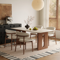Ensemble de table à manger moderne, table à manger en bois massif nordique, 6 chaises de salle à manger de luxe, meubles de salle à manger en pierre