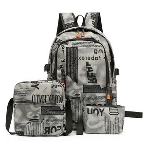 Fashion Men 3 Pcs Leisure Sports Outdoor Travel <b>Backpack</b> High Quality Canvas Teenagers Student <b>School</b> Bag Set for Women - Product Image 1
