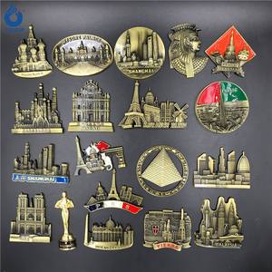 Imán de Refrigerador 3D Vintage de Aleación de Zinc y Bronce con Diseño de la Torre Eiffel de Dubái, Francia, París, <span class=keywords><strong>Alemania</strong></span>, Estados Unidos, Egipto, Recuerdo Artesanal - Product Image 1