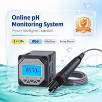Sonde de pH RS485 4-20mA IP68 ATC, contrôleur de pH en ligne avec double alarme par relais pour la surveillance des liquides industriels