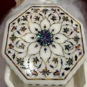 Elegant White Marble Jewelry <b>Box</b> Handcrafted with <b>Floral</b> Pietra Dura Inlay Work Decorative Storage Case Gift Export Quality - Product Image 5