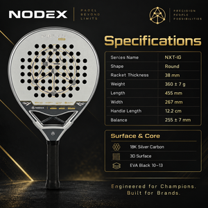 Raqueta de Pádel NODEX 2026 de Cabeza Redonda, Completamente de Carbono, Superficie Rugosa 3D, Optimizada para Spin y Control, Logotipo Personalizado, OEM ODM - Product Image 1